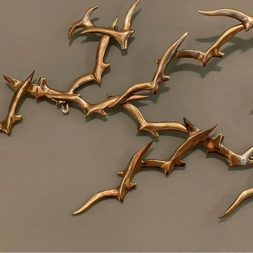 ♥️ BIJAN SIGNED~SEAGULLS~BIRD BRASS METAL ART WALL SCULPTURE~JERE MID CENTURY